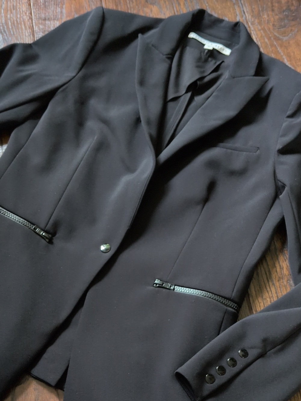 VERONICA BEARD I Classic Black Core Scuba Single-Breasted Jacket Blazer, 8 - Picture 3 of 16